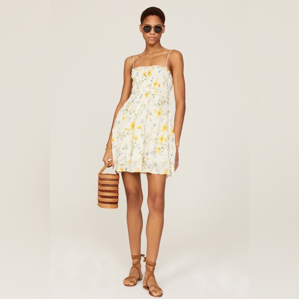 Kivari Yellow and White Floral Mini Dress